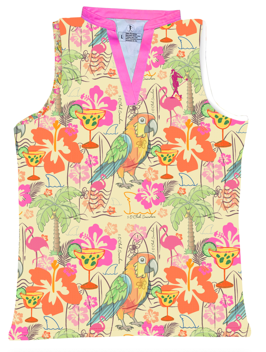 5 O'Clock Somewhere V-neck Sleeveless Women's Golf Polo