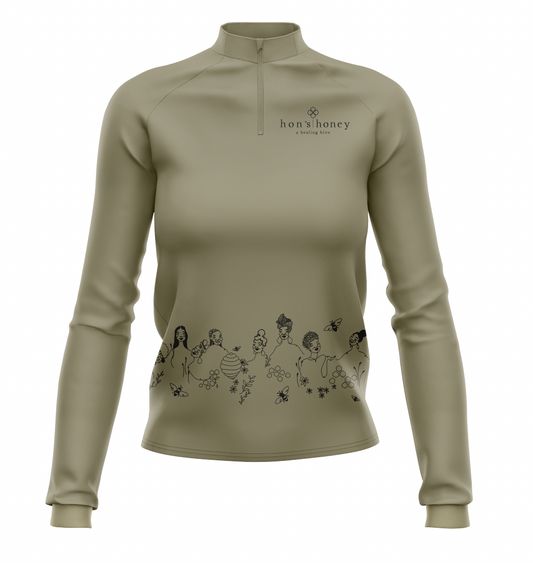Hon's Honey Tea Towel Women's Golf Long Sleeve Quarter Zip