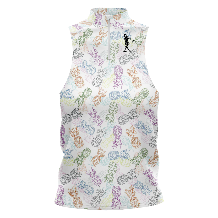 Pineapple Swinger Women's Golf Sleeveless Zip Polo