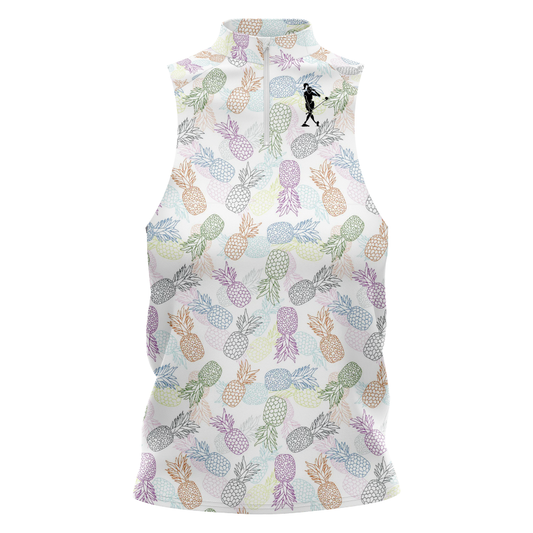Pineapple Swinger Women's Golf Sleeveless Zip Polo