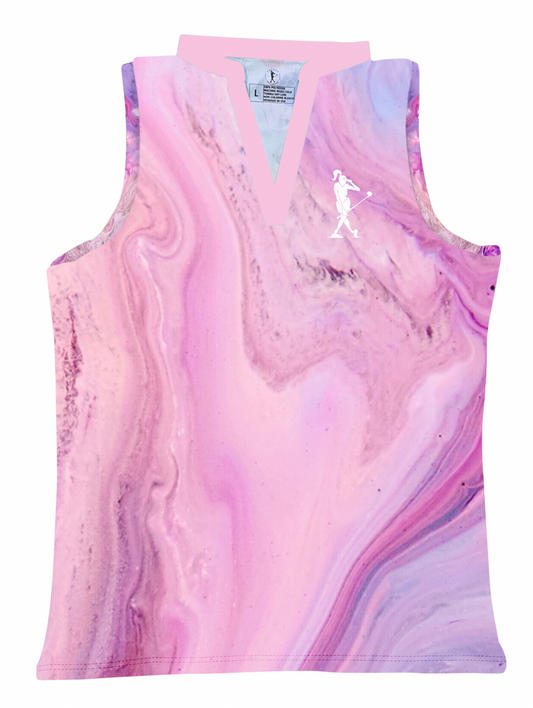 Purple Marble Women's Sleeveless Golf Polo