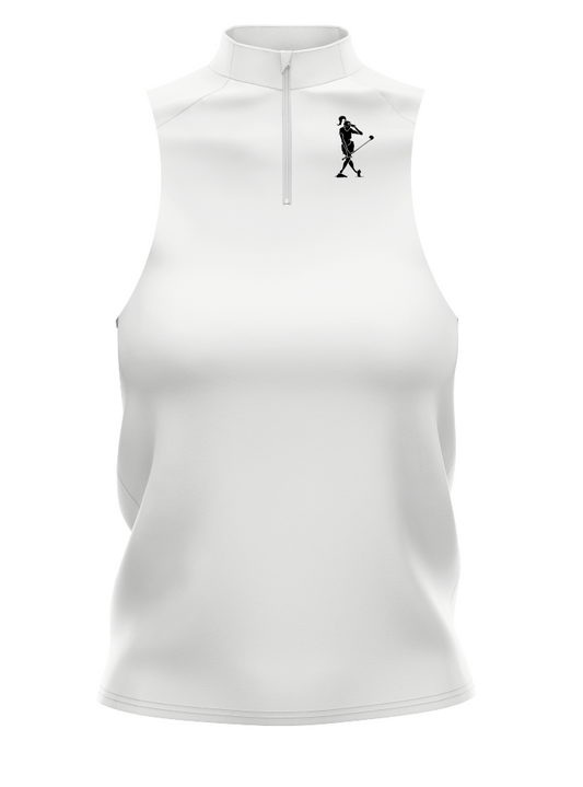 Just White Women's Golf Sleeveless Zip Polo