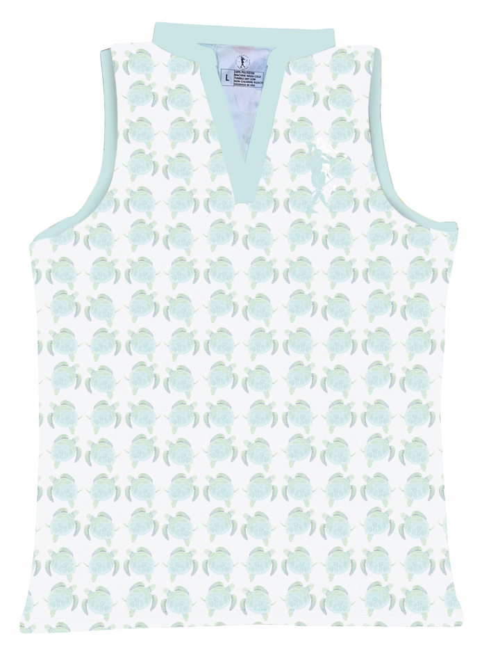 Subtle Turtle Women's Golf Sleeveless V-Neck Polo