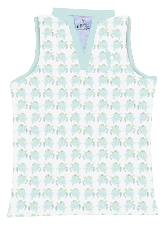 Subtle Turtle Women's Golf Sleeveless V-Neck Polo