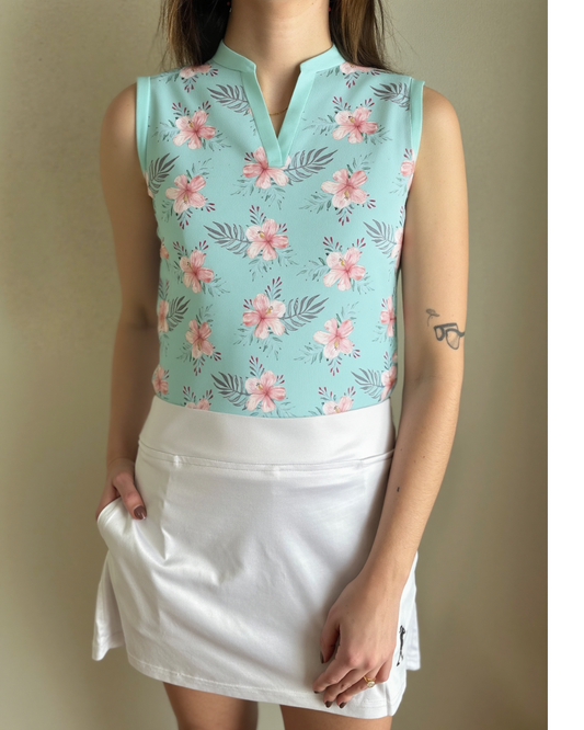 Flower Power Women's Golf Sleeveless V-neck Polo