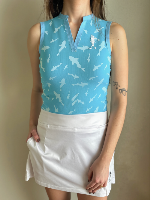 Killer Blues Sleeveless V-neck Women's Golf Polo