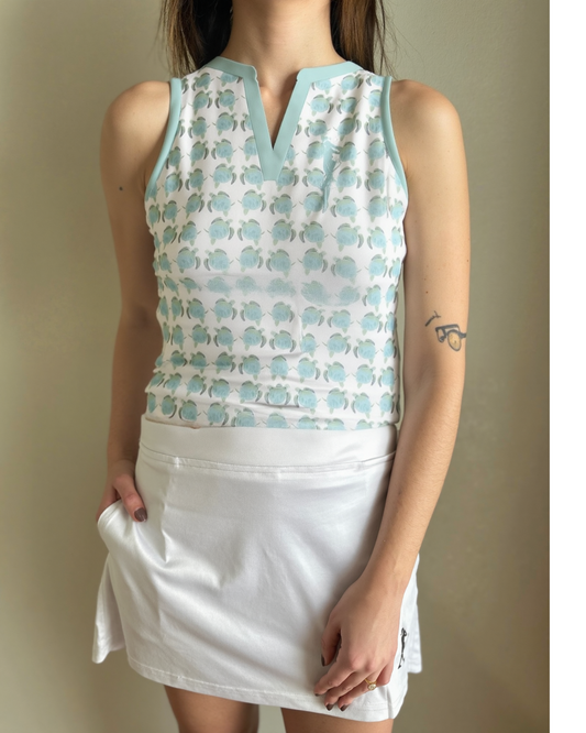 Subtle Turtle Women's Golf Sleeveless V-Neck Polo