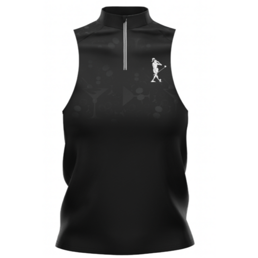 Olive Golf and Martini Women's Golf Sleeveless Zip Polo