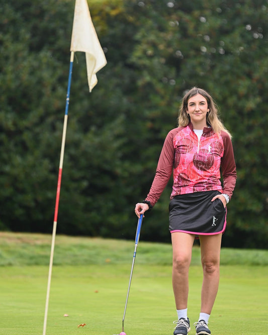 Just Black with Pink Trim Women's Golf Skort