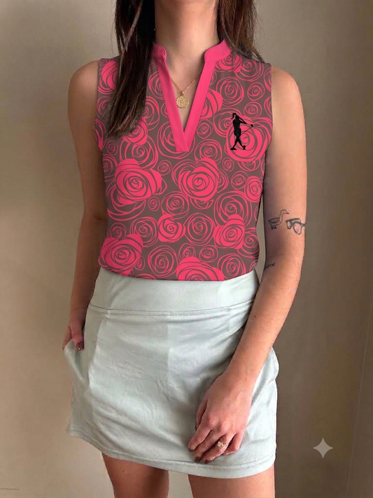 Roses At The Turn Women's Golf Sleeveless Polo