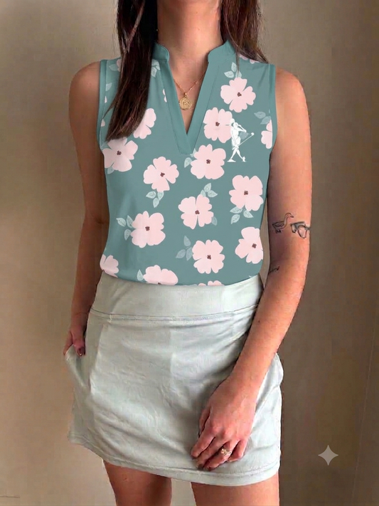Flowers For Dayz Women's Sleeveless Golf Polo