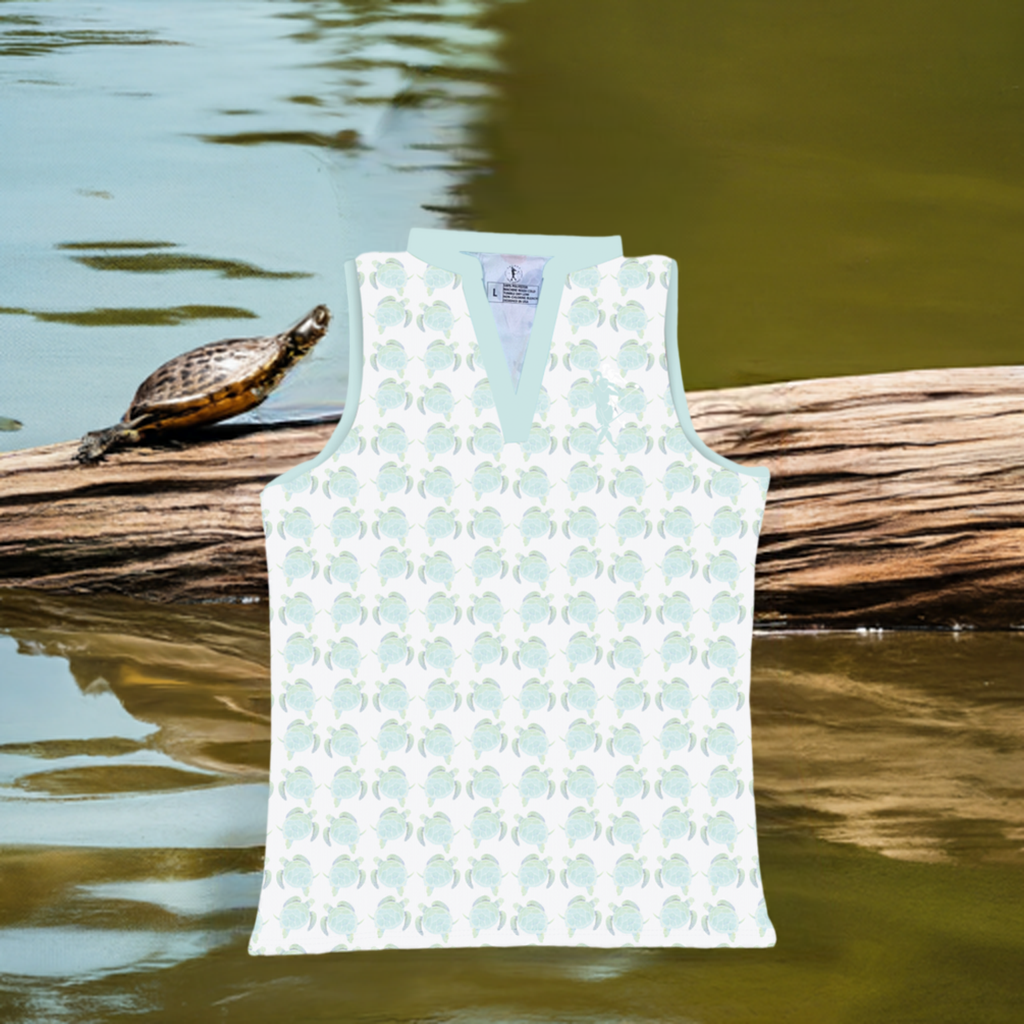 Subtle Turtle Women's Golf Sleeveless V-Neck Polo