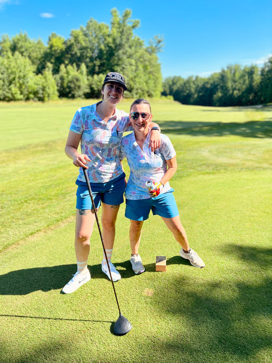 White Neon Rose Women's Golf Polo